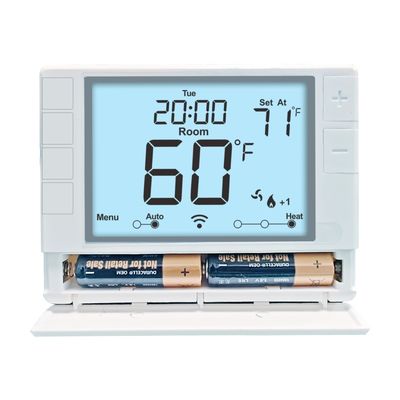 Precise Temperature Heat Pump Thermostat with Orange Backlight 4 Programmable Periods 2 Heat/2 Cool Stages