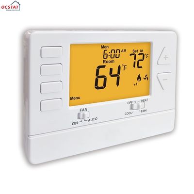 White Electronic Heat Pump Room Thermostats for Temperature Control in Commercial Buildings