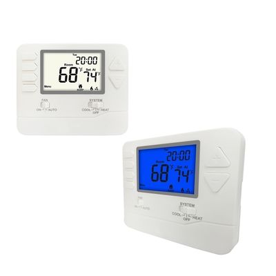 Riseem 24V White Backlight Electronic Room Thermostat Featuring 1H 1C Heat Pump Without Auxiliary Or Emergency Heat Suitable For Climate Management
