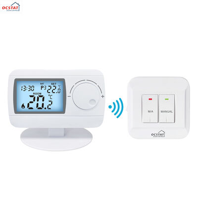 ABS Material RF Room Programmable Heating Thermostat Switchable Voltage 24-230V Connectivity RF Radio Frequency Compatible with HVAC Systems