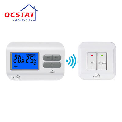 Conventional Or Boilers Wireless Room Non-programmable Thermostat Featuring Anti-flammable PC ABS Material and Approx 100m Transmission Distance for Heating Systems