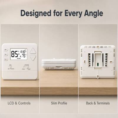 Riseem ±1°C Accuracy Heat Pump 7 Day Thermostat for Wall or Junction Box Mounting Means and Conventional or Heat Pump Applications