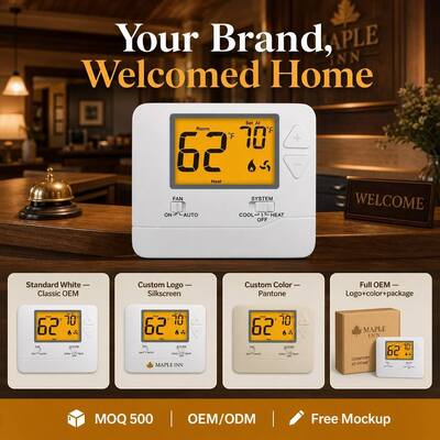 24V LCD Display Wired electronic HVAC Non-programmable Electronic Room Thermostats Mounts On Wall Or Junction Box Temperature Controllers For Energy Saving