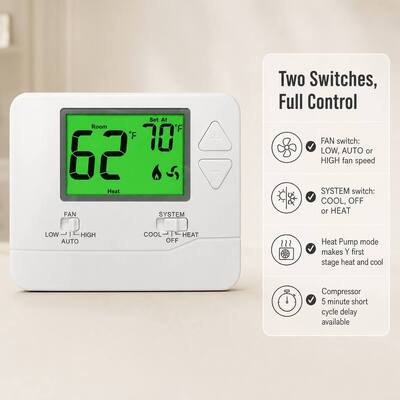 24V Non-programmable Digital LCD Wireless PTAC Thermostat for Hotel and Apartment