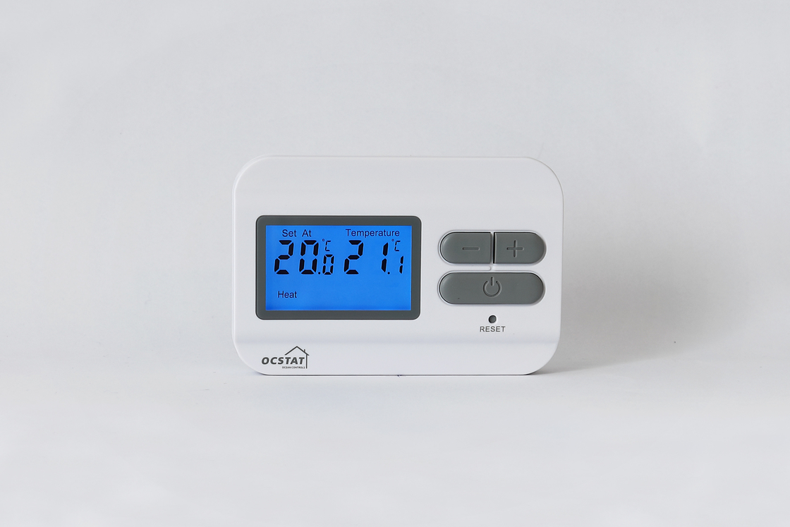 White RF Room Thermostat With AUTO / MANUAL Switch , Rf Electronic Thermostat For Shopping Mall