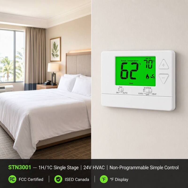 24V Single Stage 1 Heat 1 Cool Non-programmable Heating and Cooling Simple Thermostat for Air Conditioning