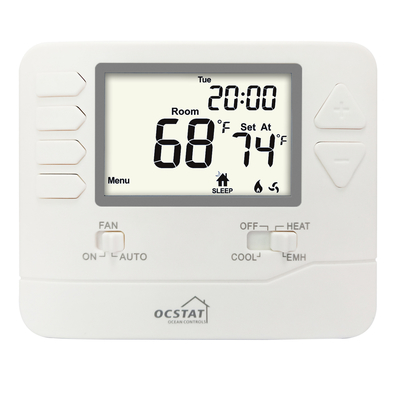 Riseem الضوء الخلفي الأبيض الرقمي HVAC الحرارة غير قابل للبرمجة للمنزل / مضخة الحرارة الإلكترونية الحرارة