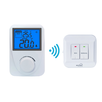 Riseem Blue Backlight الغاز اللاسلكي RF الغاز الغير قابلة للبرمجة الحرارة مع تحميل / إيقاف / تبريد