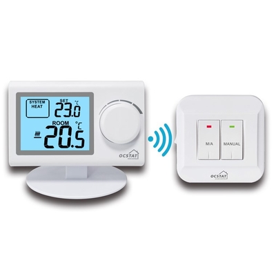 Riseem ABS Shell التدفئة والتبريد غير القابل للبرمجة الحرارة الغرفية RF لنظام HVAC / المرجلات الغازية الدقة ± 0.5 °C